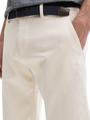 Stretch Slim Chino Shorts mit Gürtel 33 Slim Fit - White Beige Zig Zag Structure