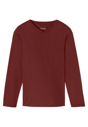 Langarmshirt V-Ausschnitt 52 - Burgund