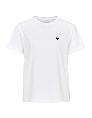 OPUS T-Shirt »Serz« mit kleiner Herz-Stickerei - Weiß / 36