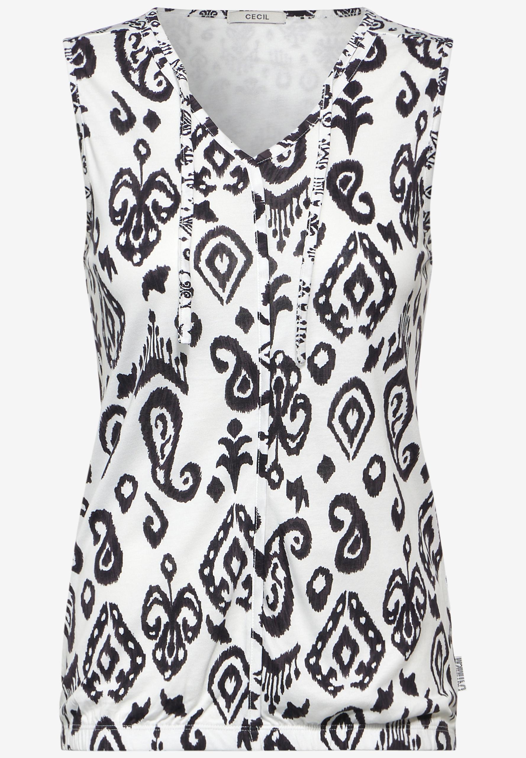 Top mit Ornament Print M - Vanilla White