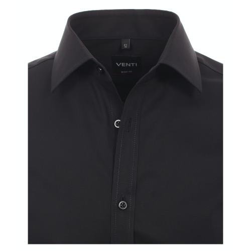 Popeline Hemd uni 001420 43 Body Fit - Schwarz