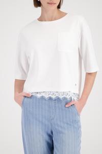 Sweatshirt mit Spitzenborte 38 - Cream