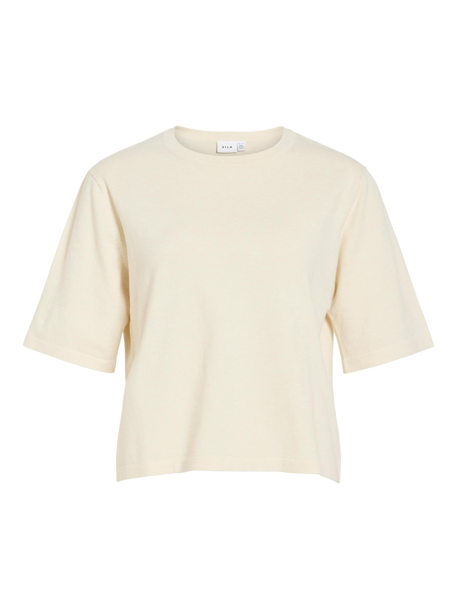 VIMALU O-NECK 2/4 KNIT TOP-NOOS L Locker geschnitten - Sandshell