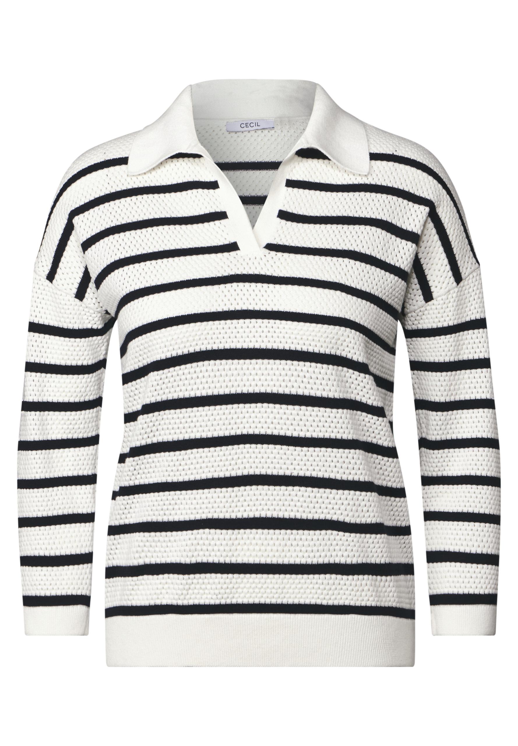 Pullover mit Polokragen M - Vanilla White