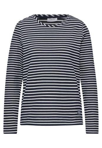 Gestreiftes Strukturshirt S - Universal Blue