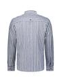 Shirt Vertical Big Stripe With Linen L Regular Fit - Indigo Blue