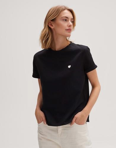 OPUS T-Shirt »Serz« mit kleiner Herz-Stickerei - Schwarz / 42