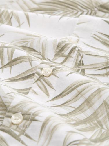 Relaxed Fit Hemd mit Leinenanteil XL Relaxed Fit - White Green Watery Palm Print