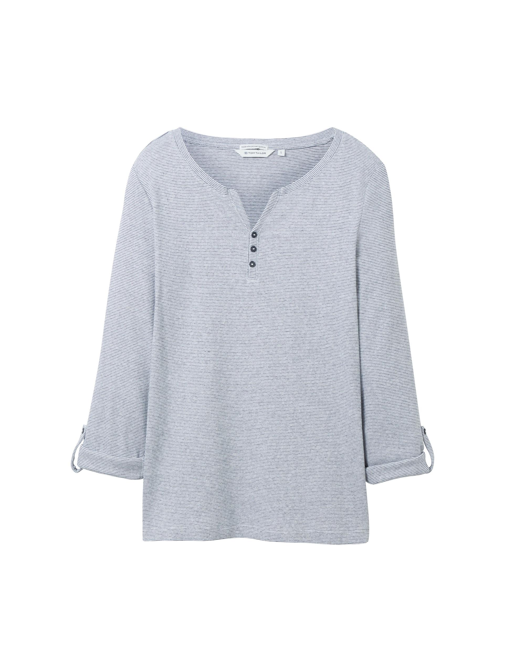 Langarmshirt mit Bio-Baumwolle XXXL Regular Fit - Offwhite Navy Small Stripe