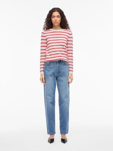 VIDALO O-NECK L/S STRIPE KNIT TOP- NOOS XL Normal geschnitten - White Alyssum