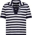 Ajour-Polo-Pullover mit Strasssteinen 42 - Marine Ringel