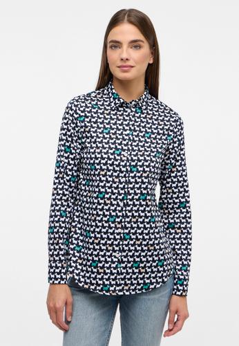 Bluse Satingewebe Langarm 36/Langarm REGULAR FIT - Navy/grün