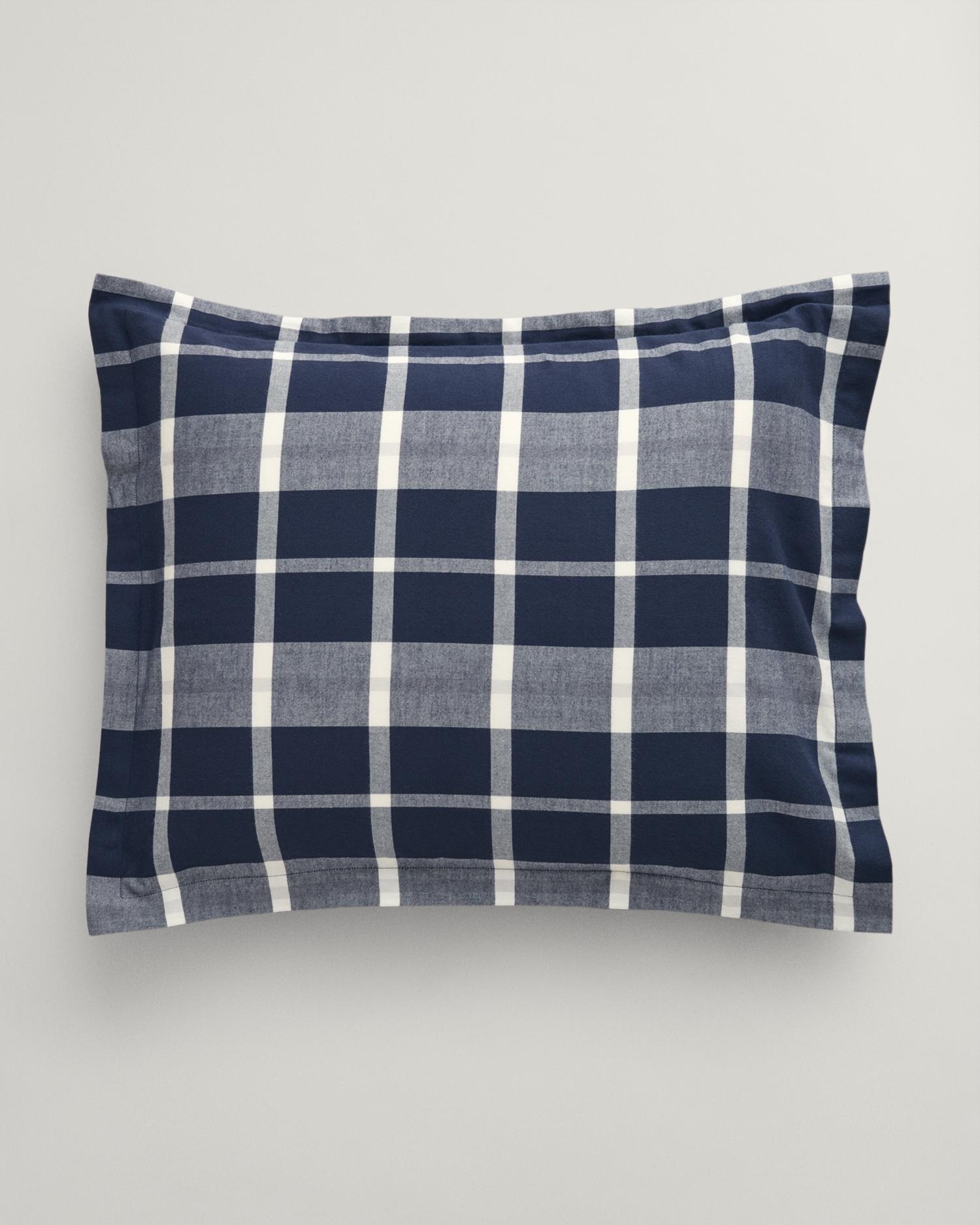 Flanell-Kopfkissenbezug mit Karomuster 40X80 - Marine