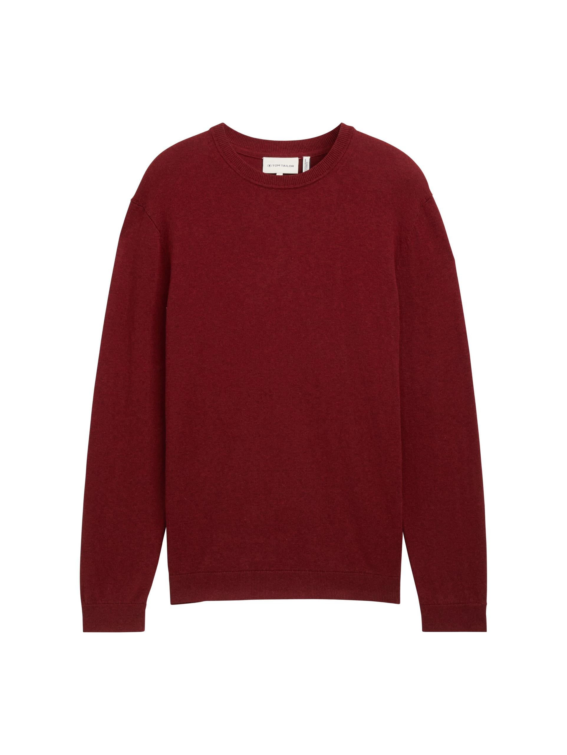 Strickpullover mit recyceltem Kaschmir XXL Regular Fit - Burgundy Dark Red Melange