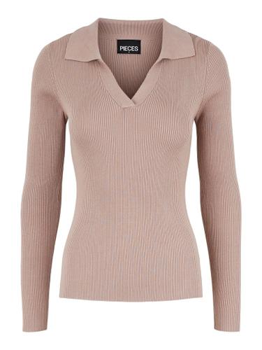 PCHARTLEY LS V-NECK POLO KNIT BC Grau L