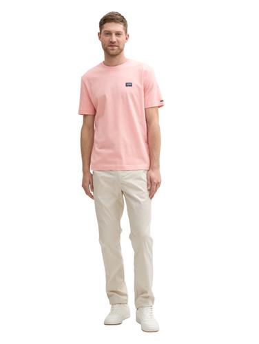 T-Shirt mit Logo-Label XL Regular Fit - Hazy Coral White Fine Stripe