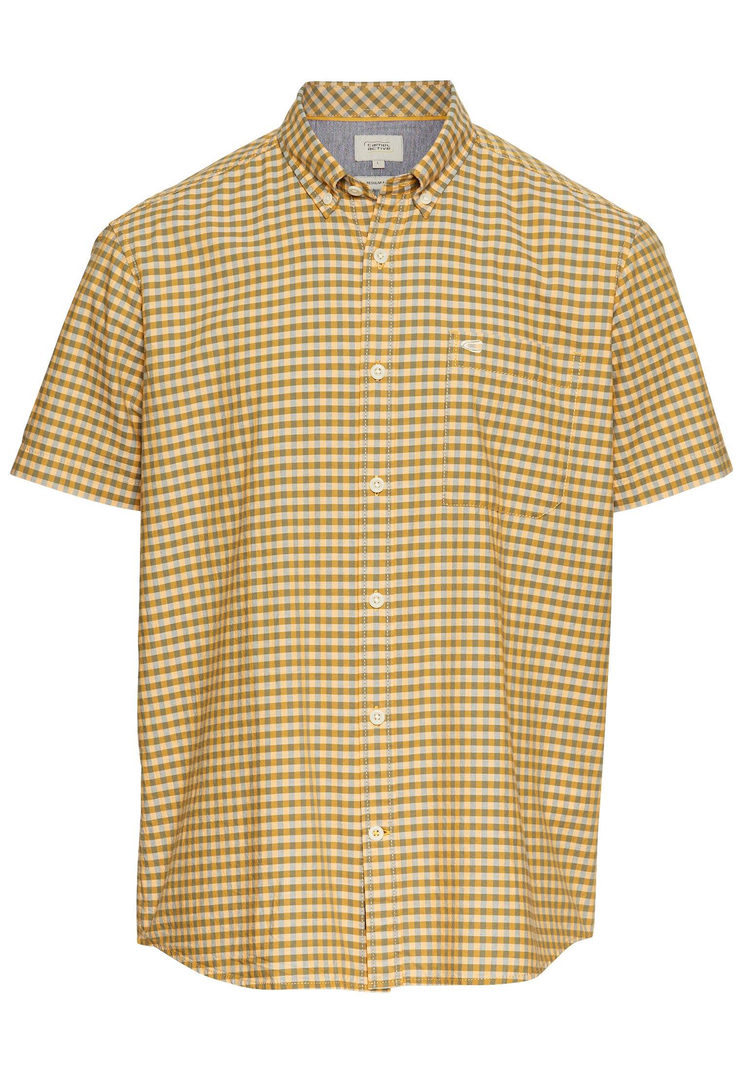 Kariertes Kurzarmhemd aus Baumwolle Orange 3XL