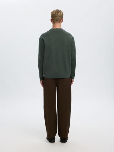 SLHMIKE LIGHT RELAXED POLO CARDIGAN NOOS S Locker geschnitten - Deep Forest