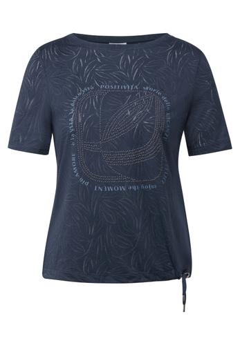 T-Shirt mit Schmucksteinen L - Urban Navy Blue