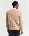 Lambswool Zopfstrick Rundhalspullover XXL - Khaki Melange