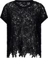 Kurzarm-Pullover mit Spitze 36 - Schwarz
