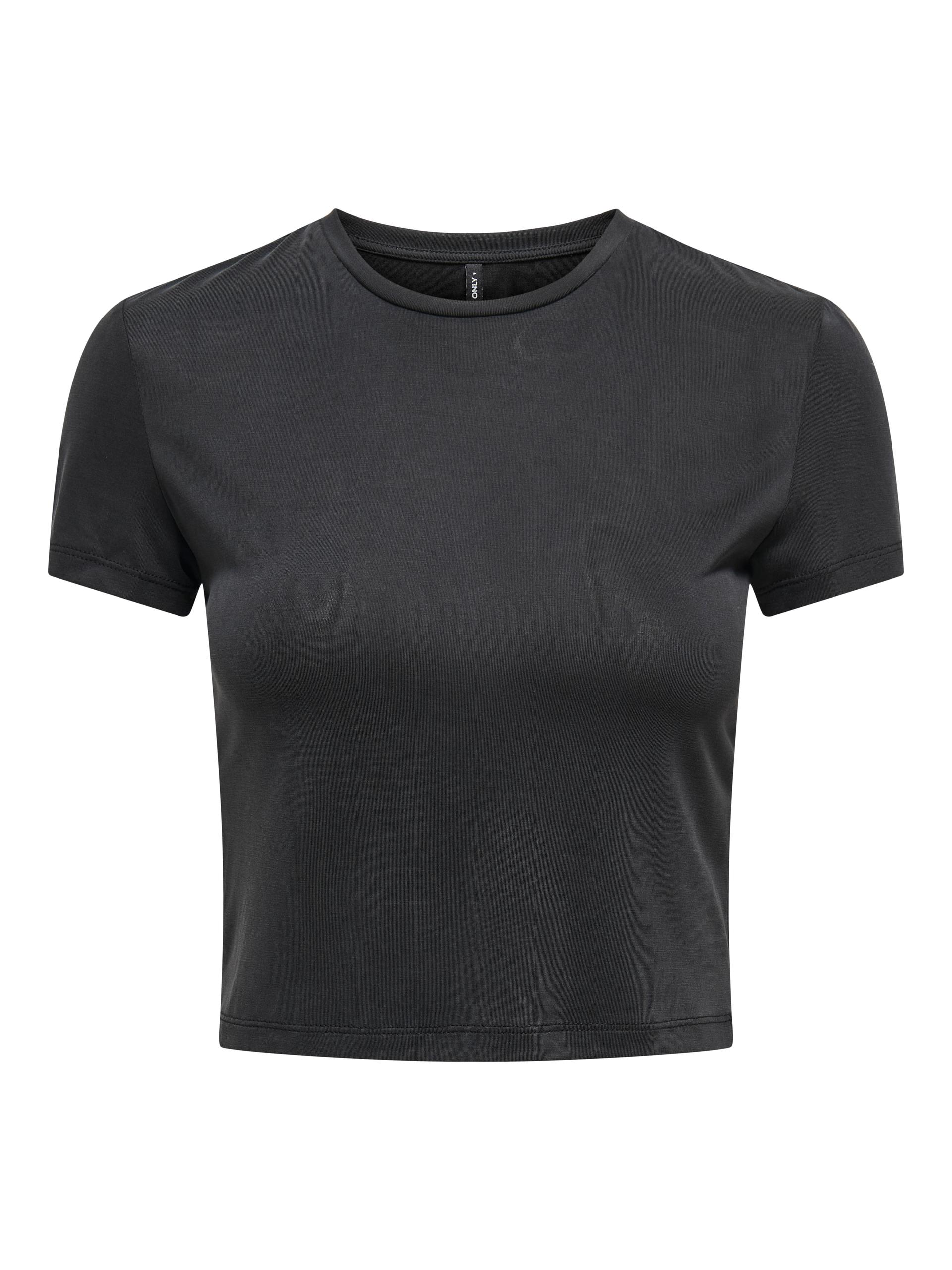 ONLHANNAH S/S O-NECK SHORT TOP JRS M Normal geschnitten - Black