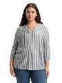 Plus Size - Henleybluse mit Streifenmuster 54 Regular Fit - Offwhite Navy Vertical Stripe
