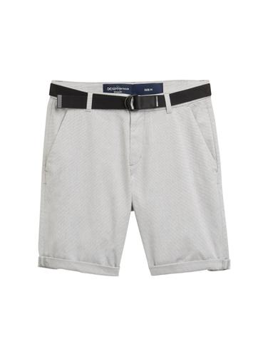 Regular Fit Chino Shorts mit Gürtel XXL Regular Fit - Grey White Mini Houndstooth