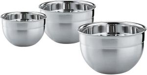 RÖSLE Schüssel, Edelstahl, (Set, 3-tlg), Schüssel-Set in Profiqualität, zum Zubereiten, Servieren und Aufbewahren von Lebensmitteln, Edelstahl 18/10, spülmaschinengeeignet