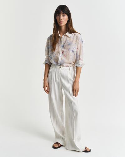 Relaxed Fit Bluse aus Baumwolle und Seide mit Blumen-Print 36 - Putty