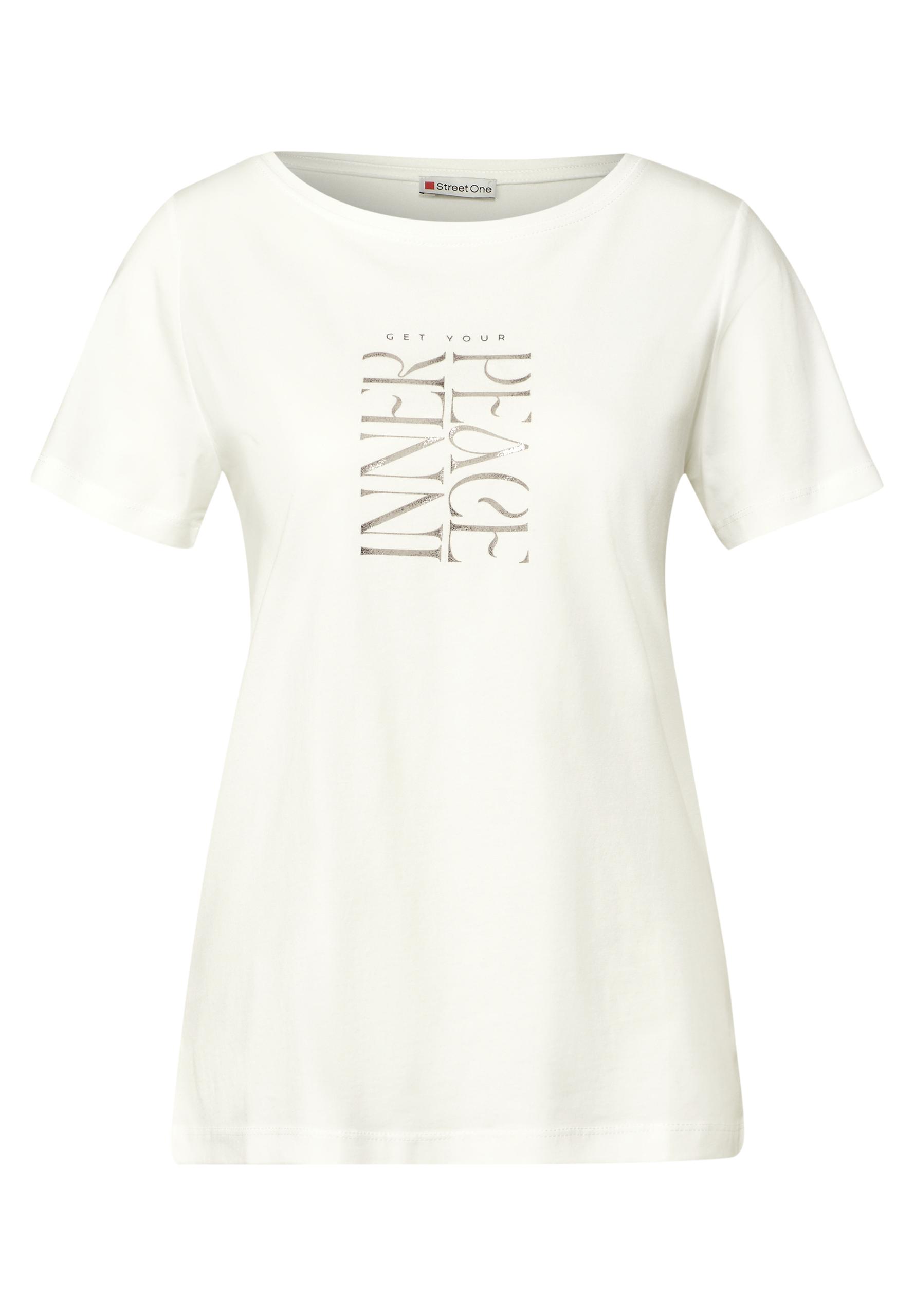 T-Shirt mit Wording Print Weiß 42