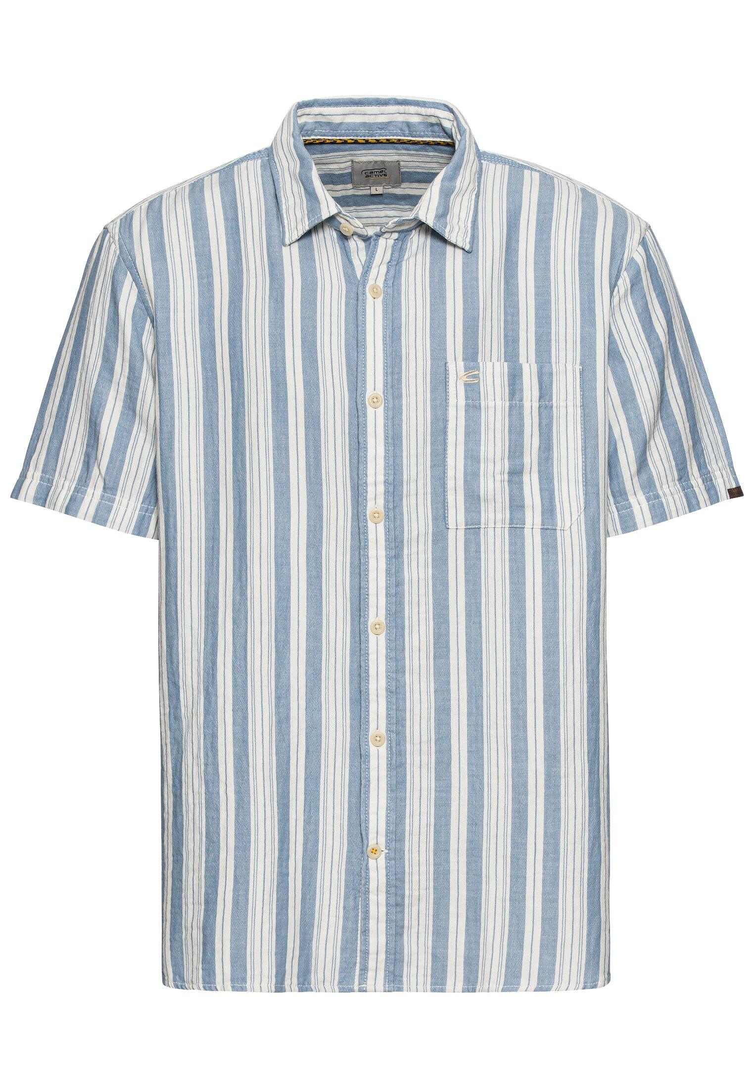 Streifenhemd aus reiner Baumwolle XL Regular Fit - Elemental Blue
