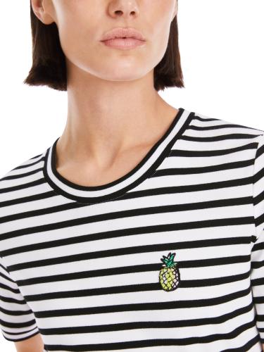 Geringeltes Rippen-T-Shirt 40 - White And Black