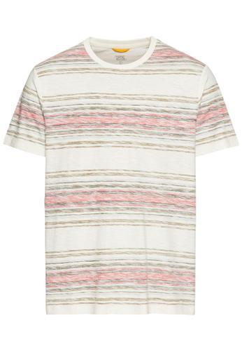 T-Shirt mit Streifenmuster aus Baumwolle Rot 4XL