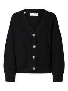 SLFJILLI LS KNIT CARDIGAN L Locker geschnitten - Black