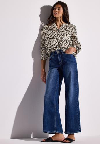 Print-Bluse mit Tapedetails 36 - Moonstone Sand