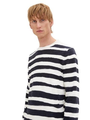 Gestreifter Strickpullover XXXL Regular Fit - Navy Water Stripe
