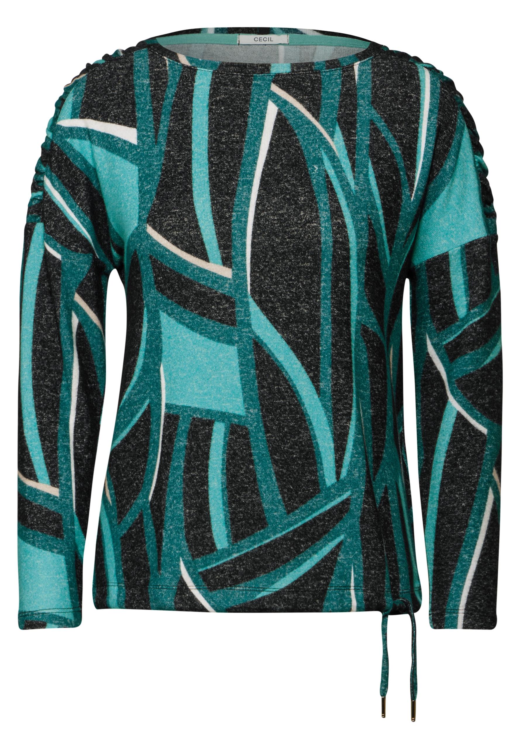 Bedrucktes Langarmshirt L - Black Melange