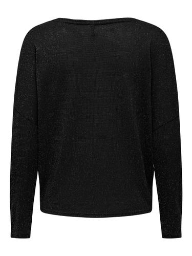 ONLISABEL L/S V-NECK SHINE TOP JRS S Normal geschnitten - Black