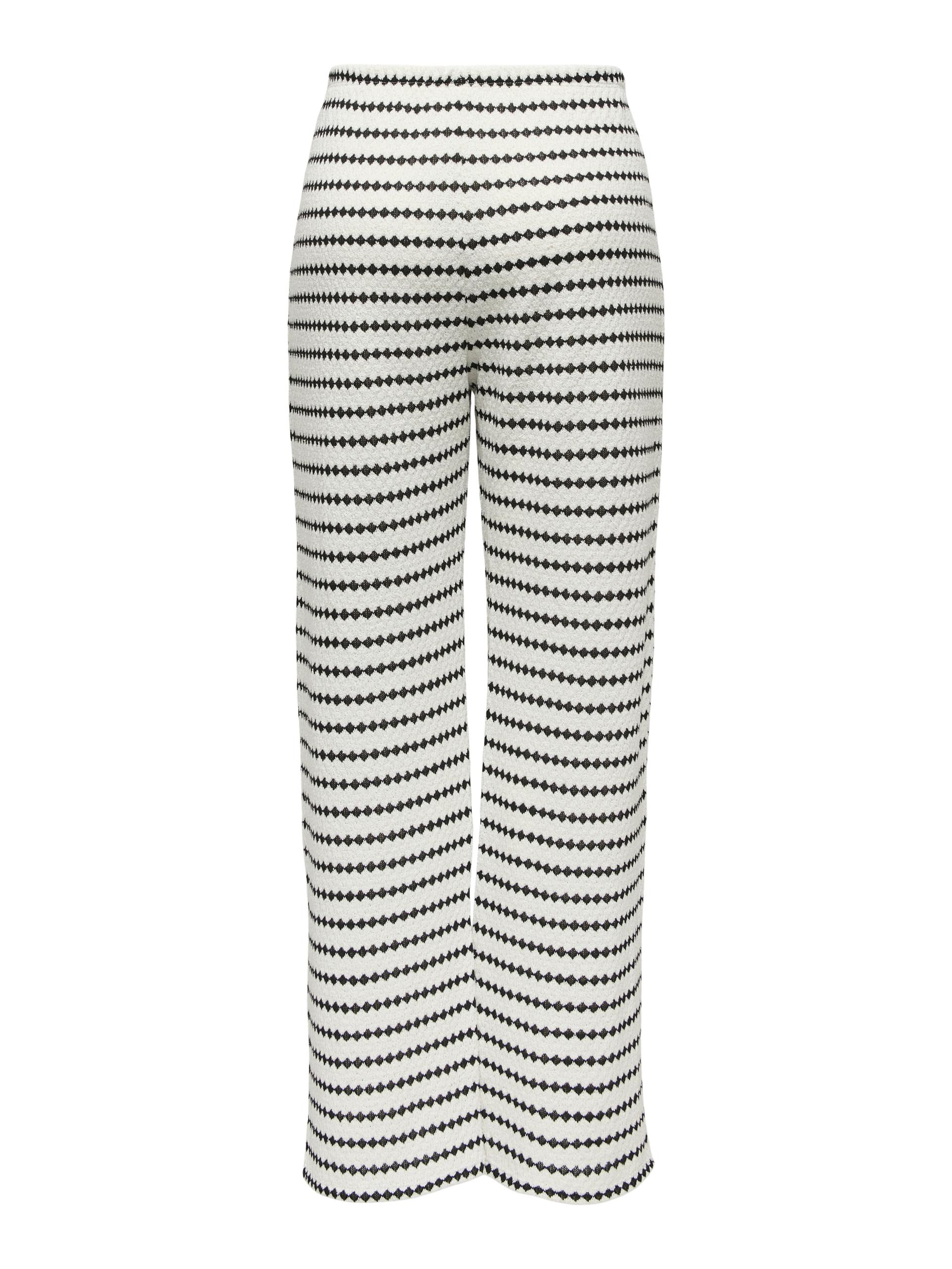 ONLEVA STRIPE WIDE LEG PANT JRS S Normal geschnitten - Cloud Dancer