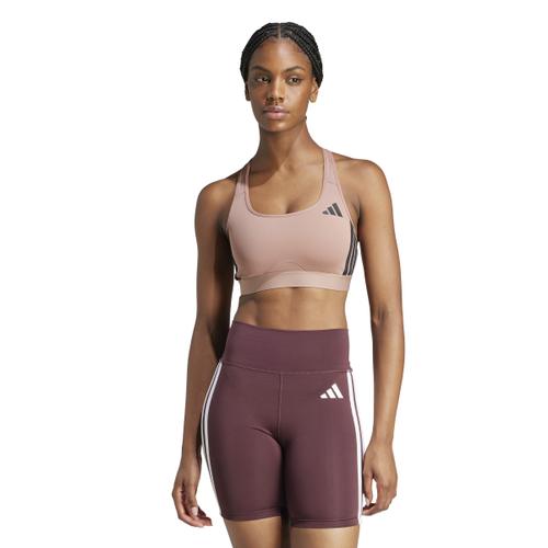 ADIDAS Damen BH Powerreact Train Medium-Support 3-Streifen M/CD in Braun