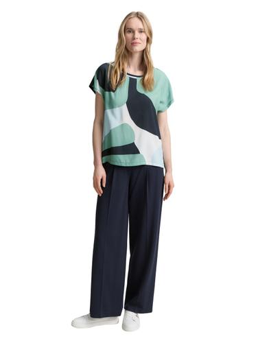 T-Shirt im Material-Mix XXXL Regular Fit - Faded Green Abstract Flower