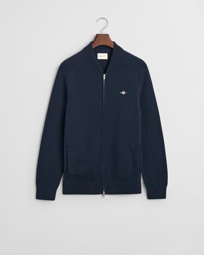 Casual Cotton Strickjacke mit Bomberkragen M - Evening Blue