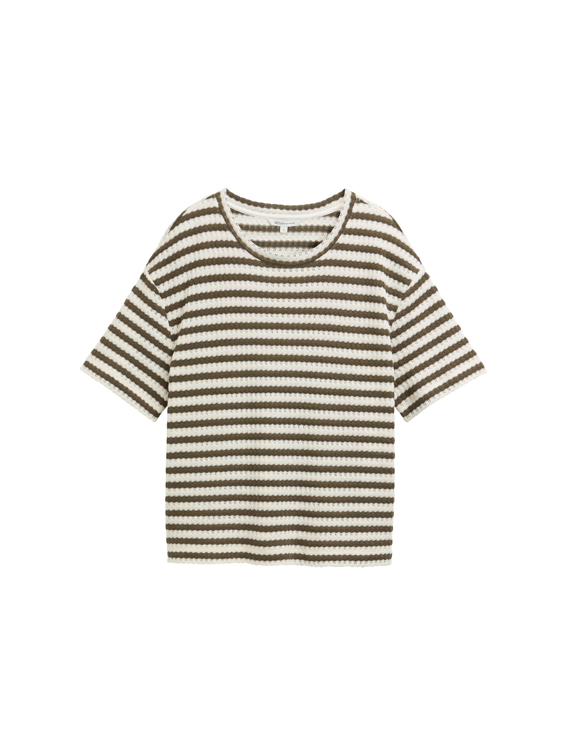 Boxy Fit Sweatshirt mit Streifenmuster XL Boxy Fit - Olive White Stripe