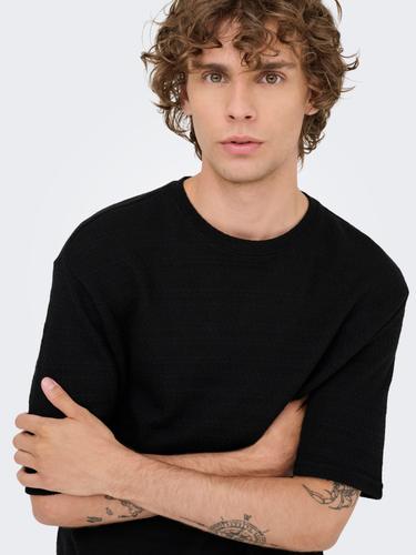 ONSGIVO REG 12 SS CREW KNIT NOOS L Normal geschnitten - Black
