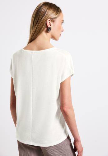 Leinen-Look T-Shirt 36 - Off White