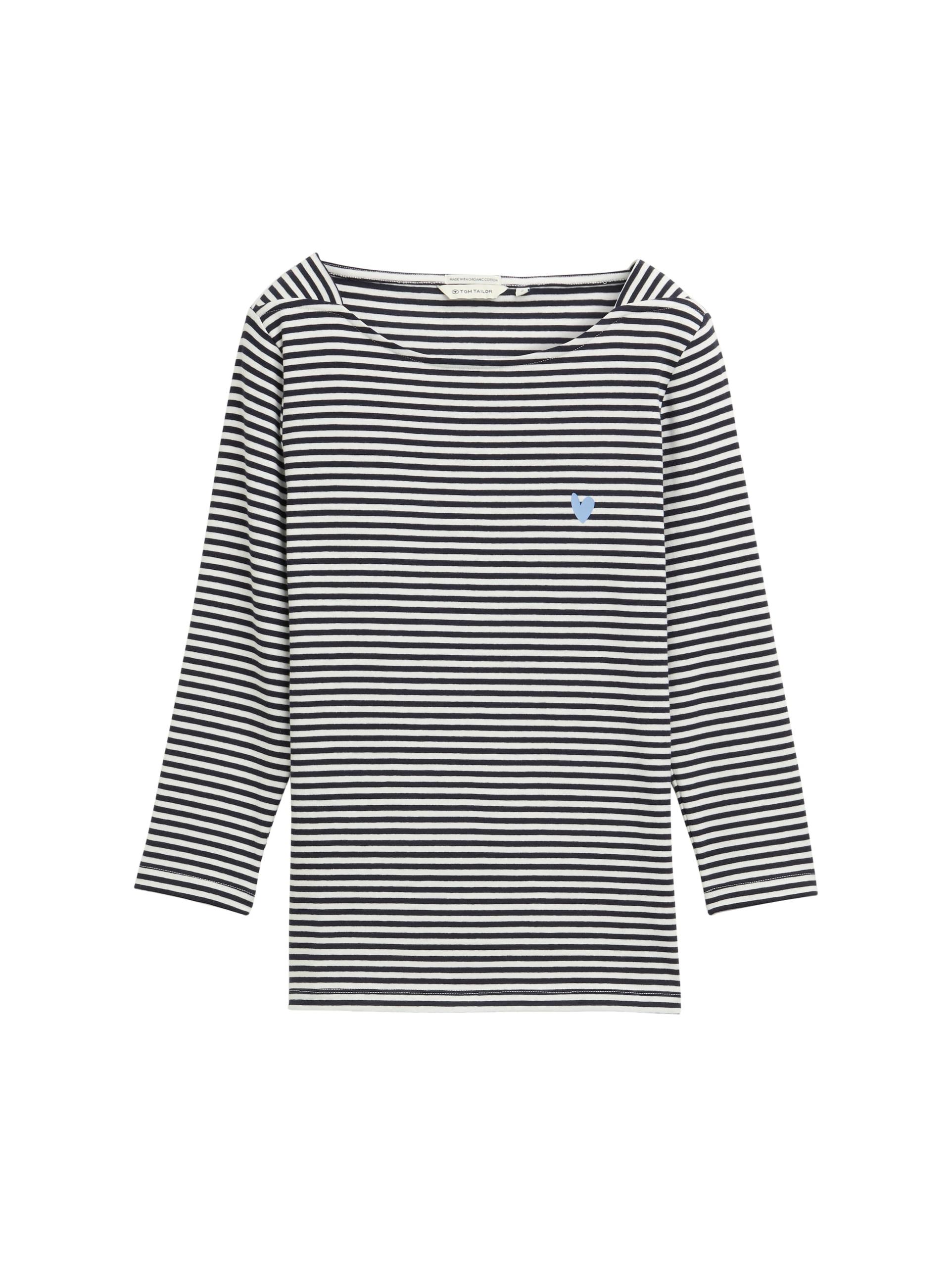 Langarmshirt mit Streifenmuster XL Regular Fit - Offwhite Navy Regular Stripe
