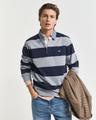 Gestreiftes Heavy Rugger mit Chambray-Kragen XXL - Grey Melange