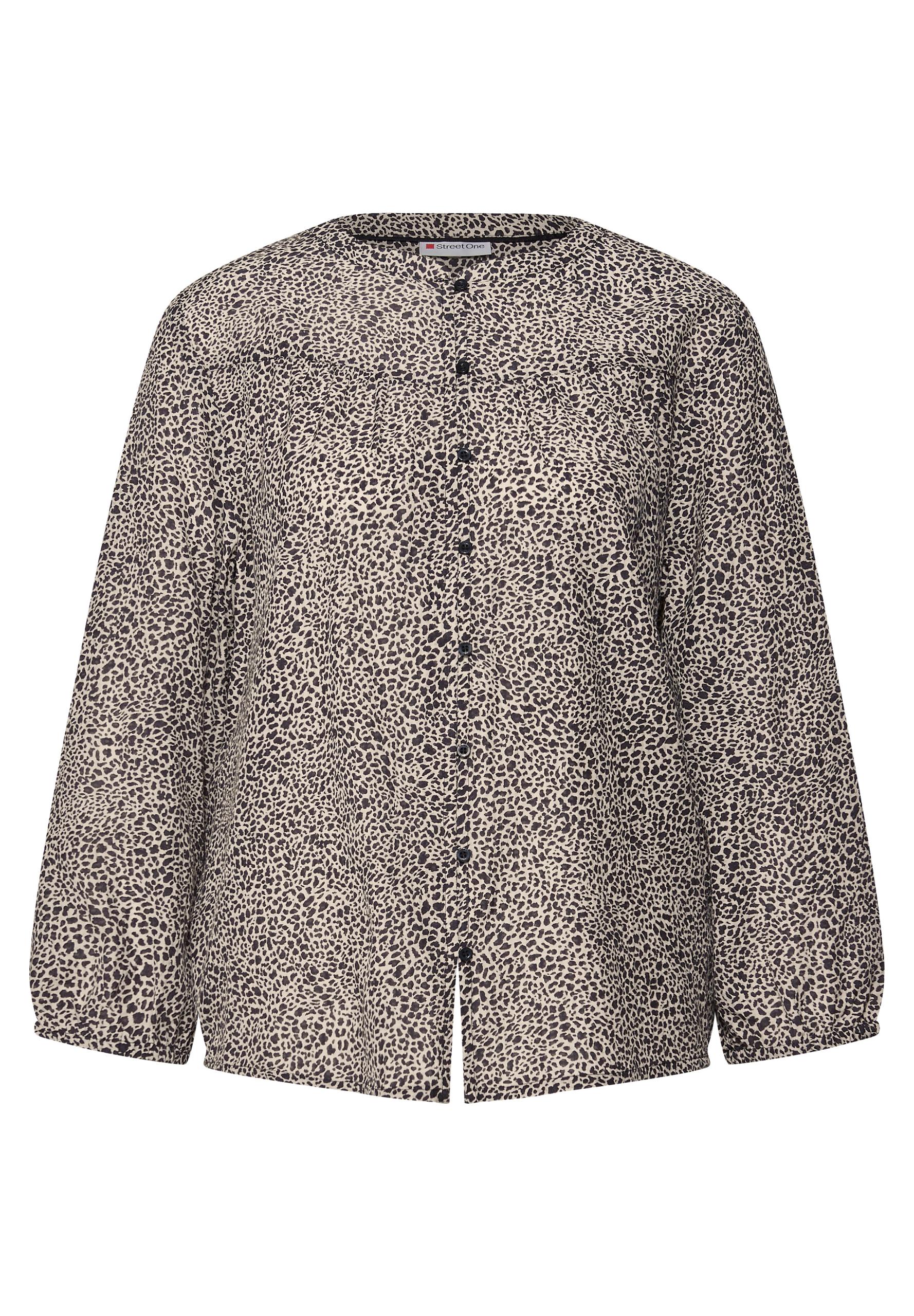 Strukturbluse mit Leo-Muster Beige 38