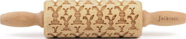 folkroll Teigroller »3D-Motiv-Teigrolle« Buchenholz, Osterhasen